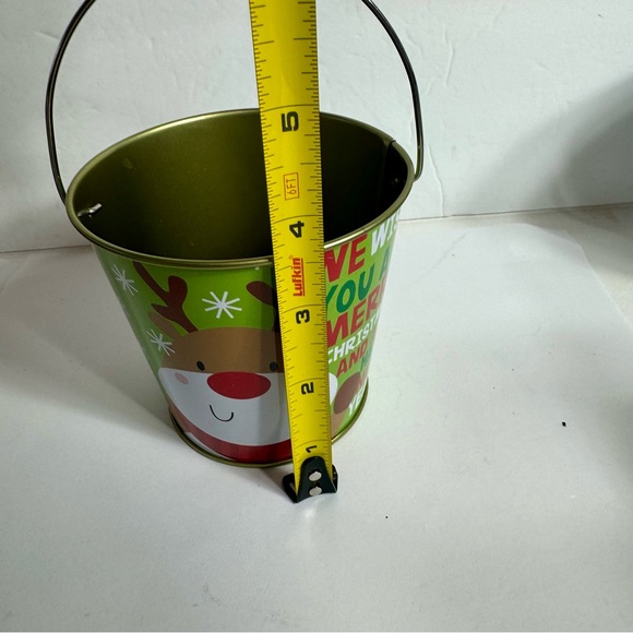 Set of 3 holiday pails. These small Christmas decorated holiday buckets pails - Picture 7 of 11